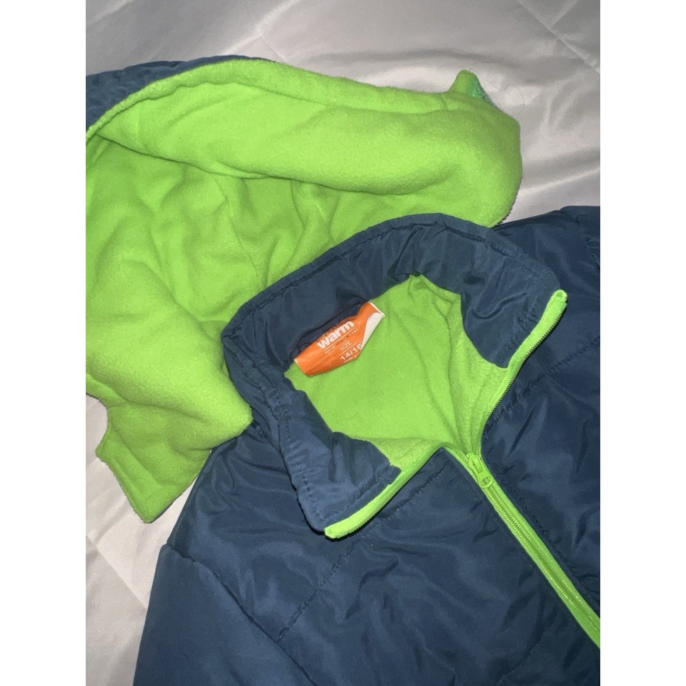 Operation Warm Unisex Size 14/16 Jacket Blue and Green Zip Up Removable Hood